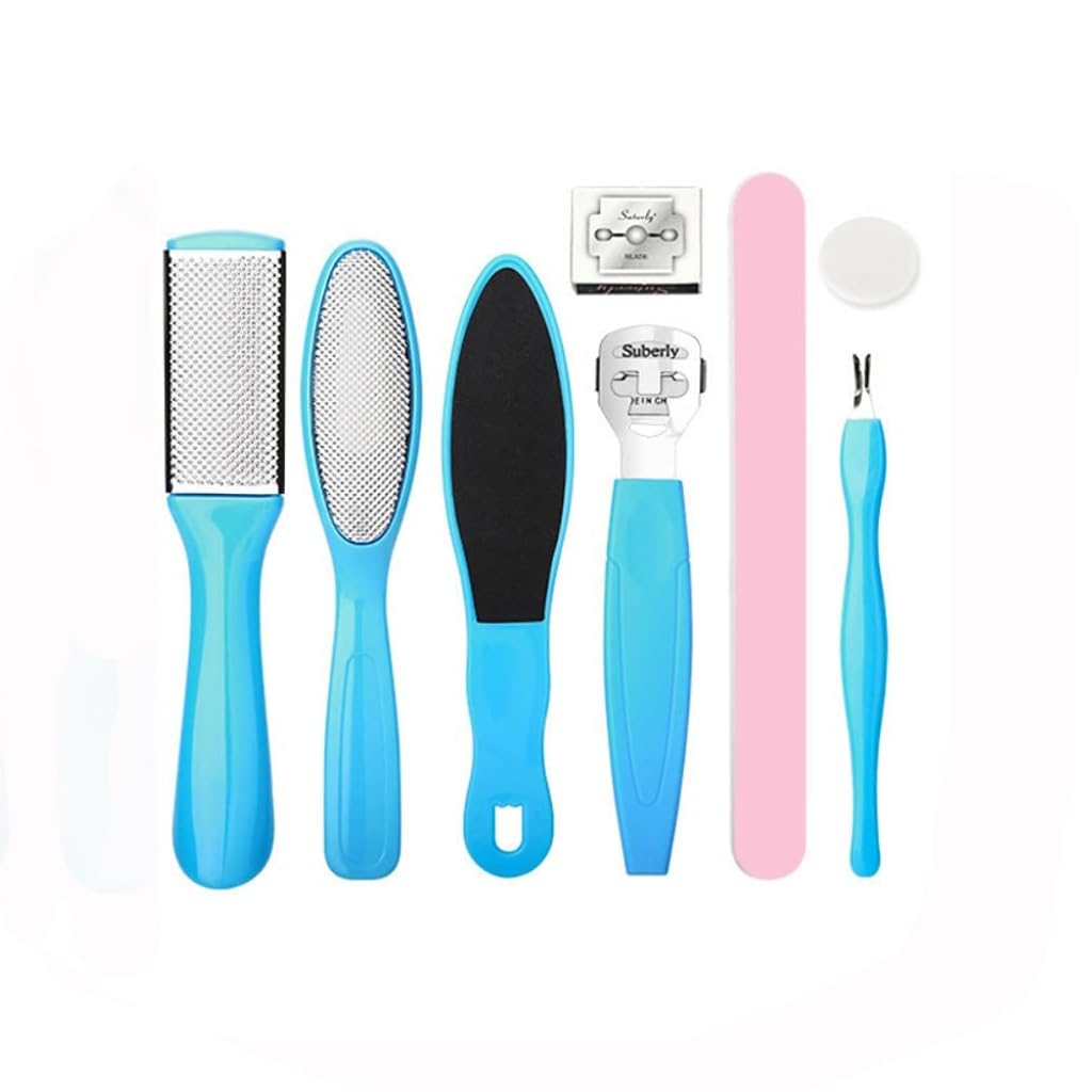 HANNEA Pedicure Tool Kit Ladies Portable Manicure Machine Foot Care 8 in 1 Professional Foot File Foot File Callus Remover Nail File Stainless Steel Foot File (Blue) HANNEA Pedicure Tool Kit Ladies Portable Manicure Machine Foot Care 8 in 1 Professional Foot File Foot File Callus Remover Nail File Stainless Steel Foot File (Blue)